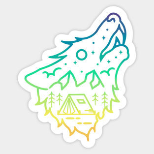 The Mountain Moon Wolf - Howling Wolves Sticker